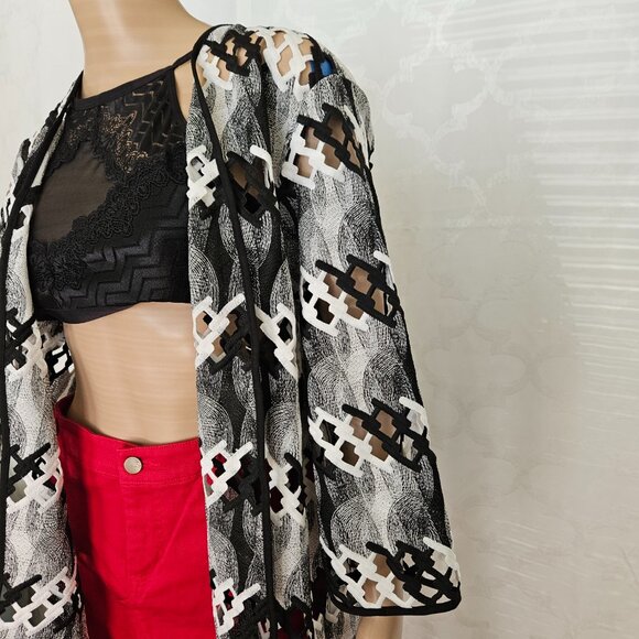 **Alfred Dunner Stylish Open-Front Mesh Cardigan** - Picture 8 of 9